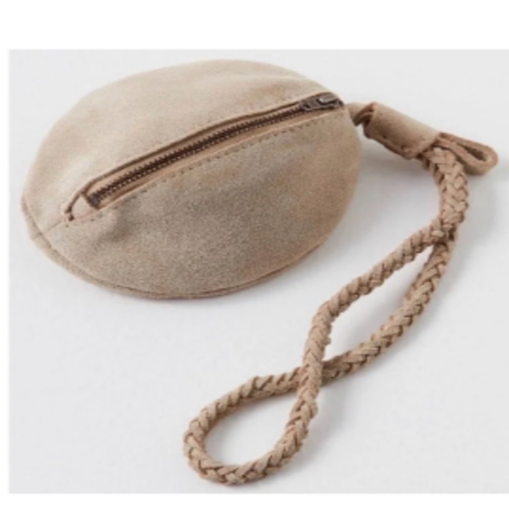 FP free people collection Kingsley Suede Wristlet Suede leather Bag Purse Braid